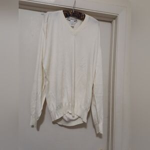 CARSTARPHEN Beige V-Neck Sweater 100% Sea Island Cotton Made in ITALY Men's XXL